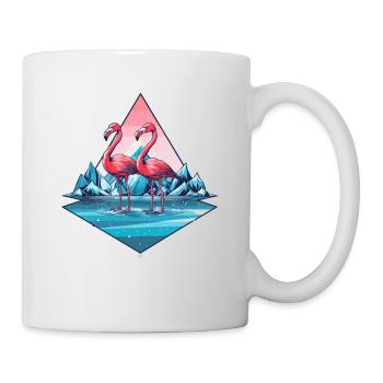 2 flamingos in the water - Mug - white - Right