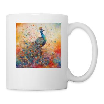 Modern & Colourful Peacock Wall Art by Bodhi - Mug - white - Right