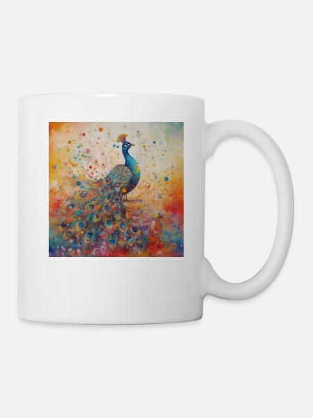 Modern & Colourful Peacock Wall Art by Bodhi - Mug - white