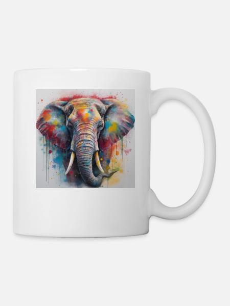 Modern & Colourful Elephant Wall Art by Bodhi - Mug - white