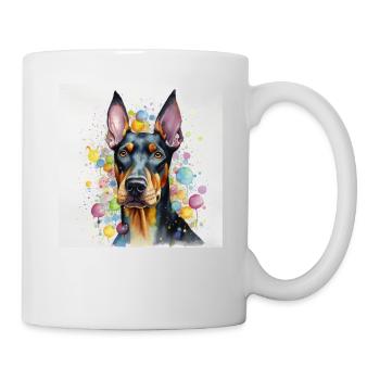 Modern Colorful Dobermann Dog Art by Bodhi - Mug - white - Right