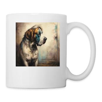 Abstract Saint Bernard Dog Art by Bodhi - Mug - white - Right