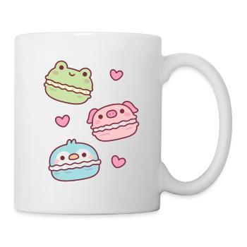 Cute Green Frog Pink Piggy Blue Penguin Macarons - Mug - white - Right
