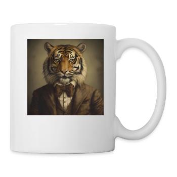Tiger in a Suit - Victorian 1800s Style - Mug - white - Right