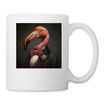Flamingo in a Suit - Victorian 1800s Style - Mug - white - Right
