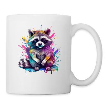 Raton laveur coloré - Mug blanc - blanc - Droite