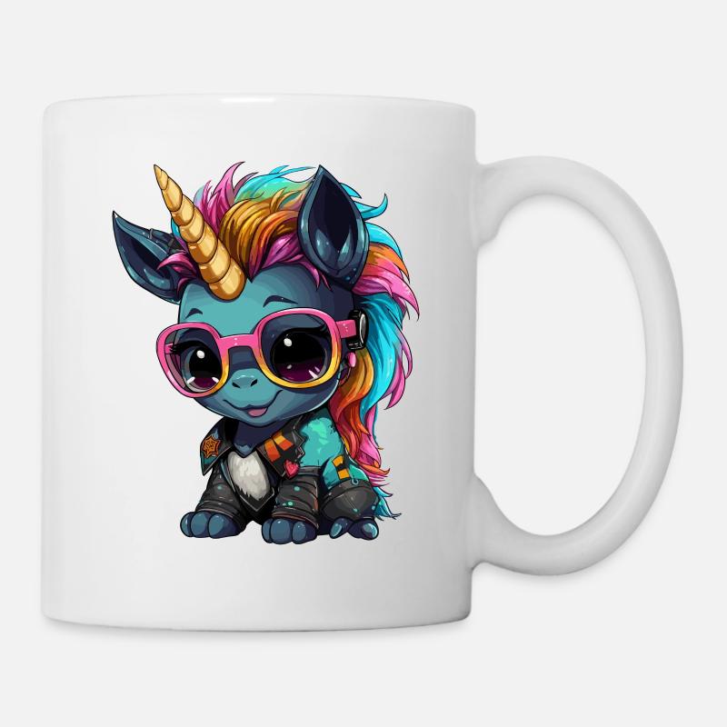 Punker Einhorn Design - Tasse - Weiß