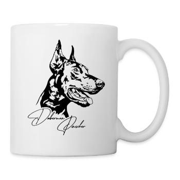 Doberman Pinscher Chien Portrait Chiens Wilsigns - Mug blanc - blanc - Droite