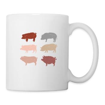 Retro Schweine Geschenk Männer Bauernhof Schwein - Tasse - Weiß - Rechts