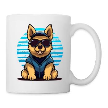 German Shepherd as police dog with glasses - Mug - white - Right
