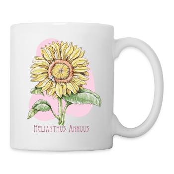 Dessin botanique ordinaire de tournesol - Mug blanc - blanc - Droite