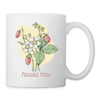 Dessin botanique commun de fraise des bois - Mug blanc - blanc - Droite