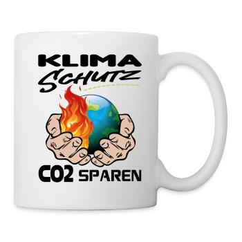 Klimawandel Klimakatastrophe CO2 sparen - Tasse - Weiß - Rechts