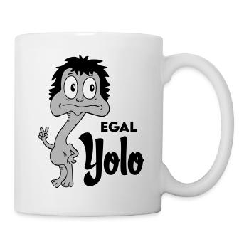 Sprüche Lustige Comic Egal Yolo - Tasse - Weiß - Rechts