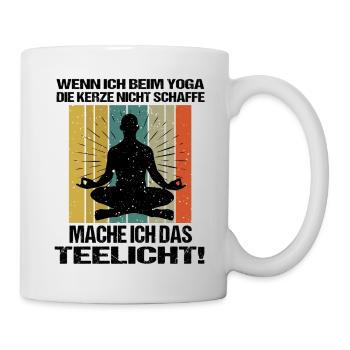 Sprüche Yoga Mann Kerze Teelicht - Tasse - Weiß - Rechts