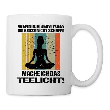 Sprüche Yoga Frau Kerze Teelicht - Tasse - Weiß - Rechts