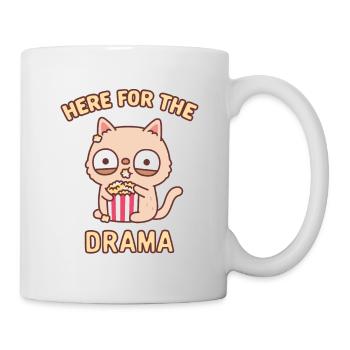 Drôle de chat mangeant du pop-corn ici pour le drame - Mug blanc - blanc - Droite