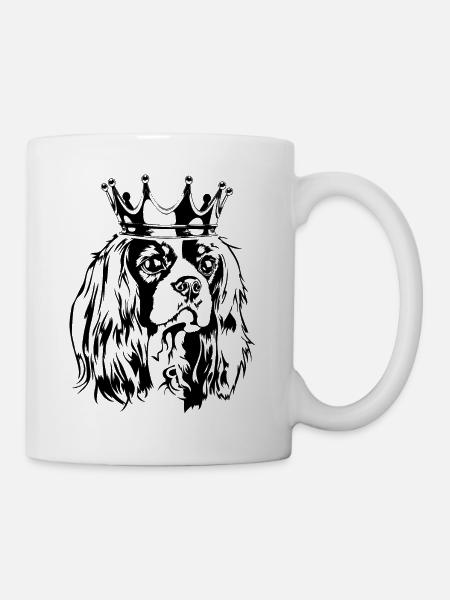 Cavalier King Charles Spaniel Krone Hunde Wilsigns - Kop/krus - hvid