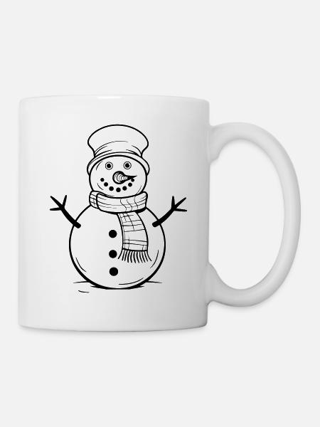 Bande dessinée d’hiver de bonhomme de neige - Mug blanc - blanc