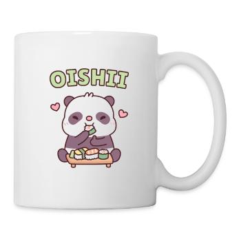 Cute Panda Loves Eating Japanese Sushi Oishii - Mug - white - Right