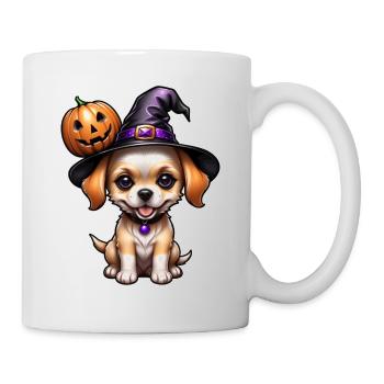 Halloween - cute puppy with pumpkin - Mug - white - Right