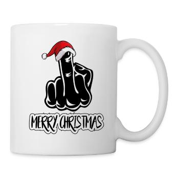 Weihnachten Christmas Lustig Fuck Off Stinkefinger - Tasse - Weiß - Rechts