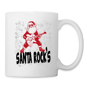 Weihnachten Christmas Santa Rocks Music Musik - Tasse - Weiß - Rechts