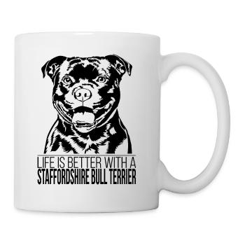La vie du Staffordshire Bull Terrier est meilleure Wilsigns - Mug blanc - blanc - Droite