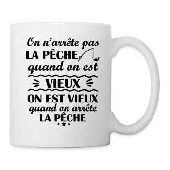 On n'arrête pas la pêche, pêche, humour - Mug blanc - blanc - Droite