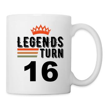 16 Geburtstag, Legenden werden 16 Jahre alt - Tasse - Weiß - Rechts