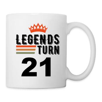 21 Geburtstag, Legenden werden 21 Jahre alt - Tasse - Weiß - Rechts