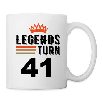 41 Geburtstag, Legenden werden 41 Jahre alt - Tasse - Weiß - Rechts