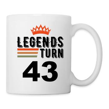 43 Geburtstag, Legenden werden 43 Jahre alt - Tasse - Weiß - Rechts