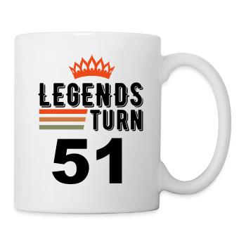 51 Geburtstag, Legenden werden 51 Jahre alt - Tasse - Weiß - Rechts