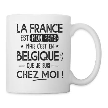 Belgique c est chez moi Humour franco belge - Mug blanc - blanc - Droite