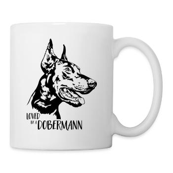 Aimé par un chien Doberman disant Wilsigns - Mug blanc - blanc - Droite