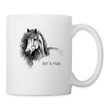 Pferdeportrait in schwarz-weiß - Tasse - Weiß - Rechts
