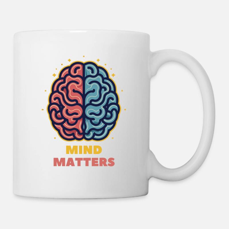 Mind Matters - Gehirn-Illustration - Tasse - Weiß