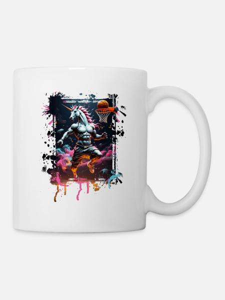 Licorne de basket-ball Graffiti Splash - Mug blanc - blanc