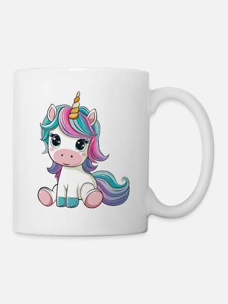 Licorne Mignon Mignon Bébé Enfants Licornes Dessin Animé - Mug blanc - blanc