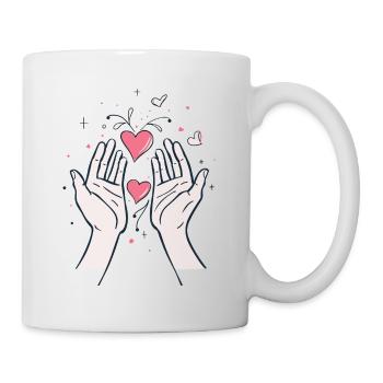 Hearts Hands Heart Motif Love I Love Romantic - Mug - white - Right