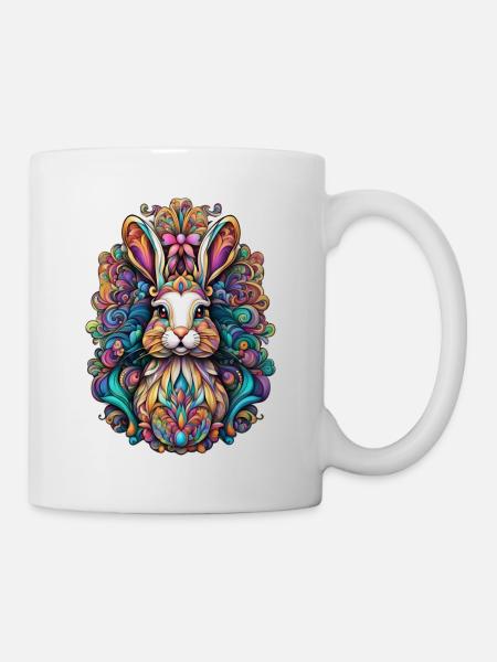 Kunstvoller Osterhase 3 - Tasse - Weiß