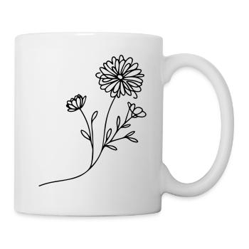 Marguerite Magic: Filigree Flowers in Line Art - Mug - white - Right