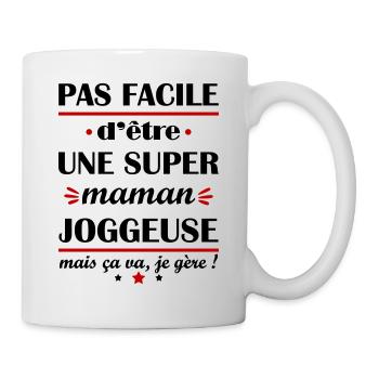 Pas facile super maman joggeuse, fête des mères - Mug blanc - blanc - Droite
