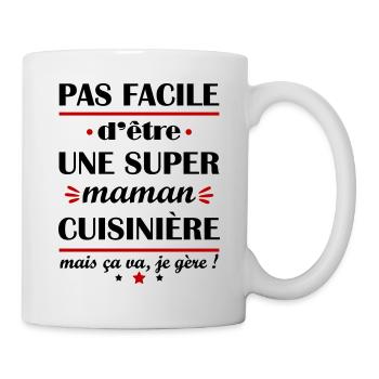 Pas facile super maman cuisinière, fête des mères - Mug blanc - blanc - Droite