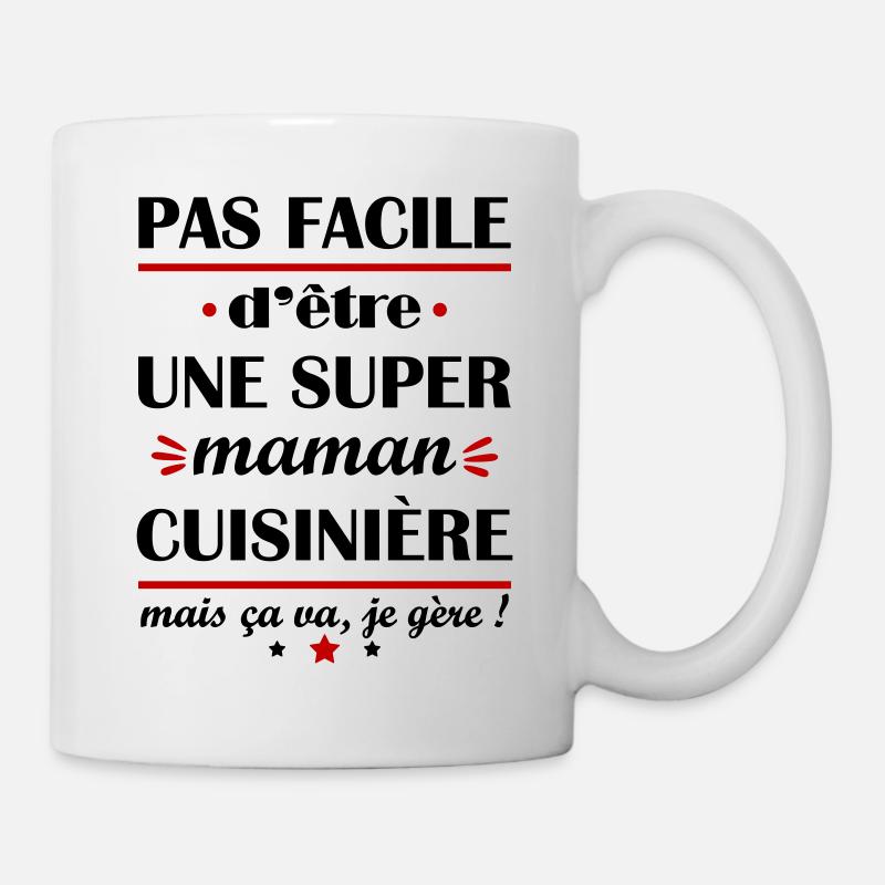Pas facile super maman cuisinière, fête des mères - Mug blanc - blanc