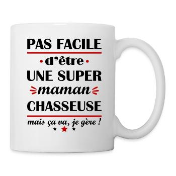Pas facile super maman chasseuse, fête des mères - Mug blanc - blanc - Droite