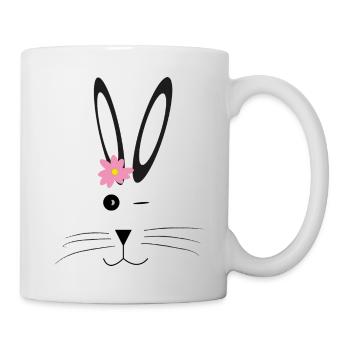 Süßer Hase mit Blume in rosa. - Tasse - Weiß - Rechts