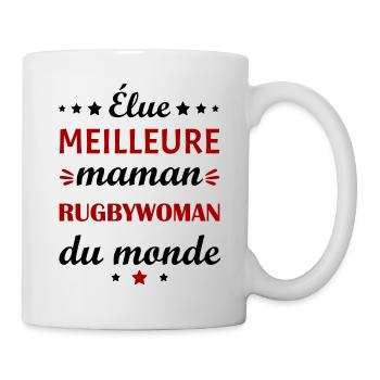 Élue meilleure maman rugbywoman, fête des mères - Mug blanc - blanc - Droite