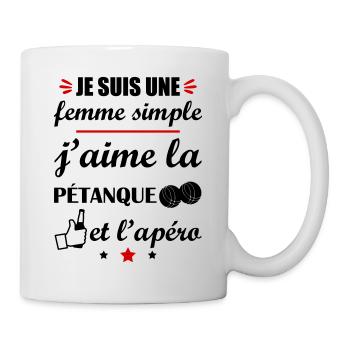 Femme simple pétanque apéro, fête des mères - Mug blanc - blanc - Droite
